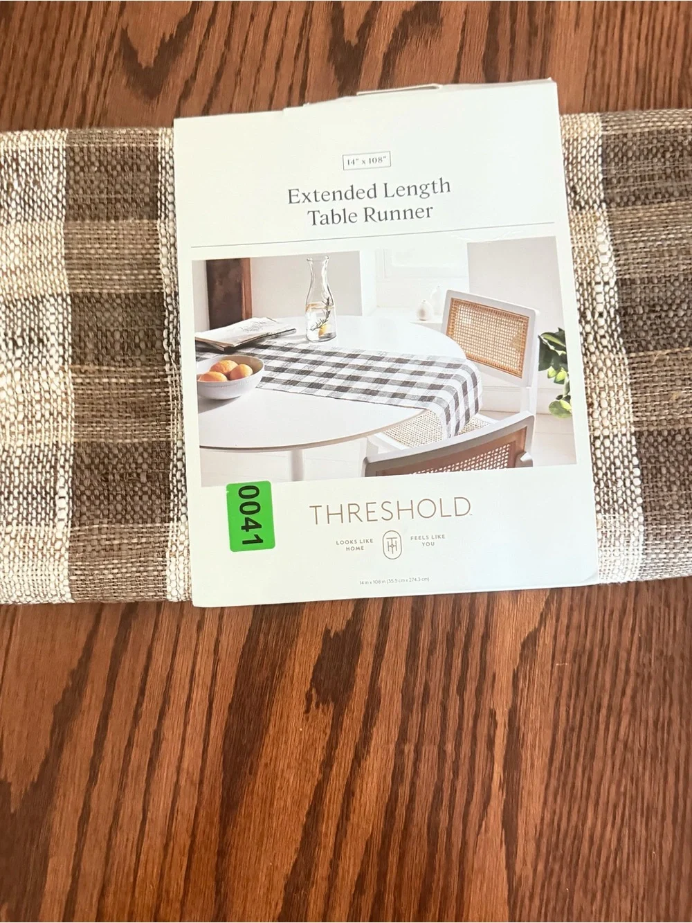 Threshold Brown and Cream Woven Plaid Table Runner